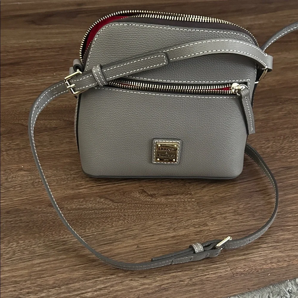 Dooney & Bourke Gray Leather Crossbody Bag - Picture 1 of 3